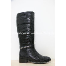 New European Fashion Leather Winter Rubber Women Boots